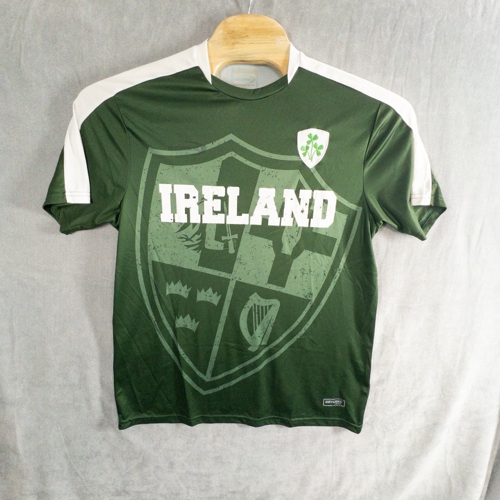 Lansdowne Ireland Green White Rugby Polo Jersey Mens Large Drylans Performance